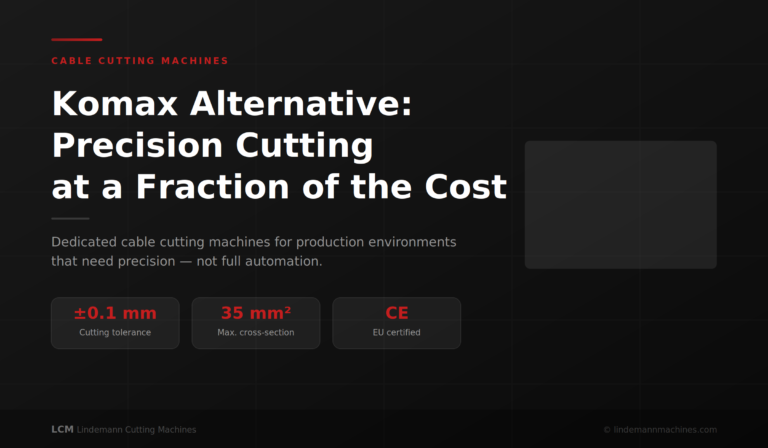 Komax alternative — LCM precision cable cutting machine, ±0.1 mm, CE certified
